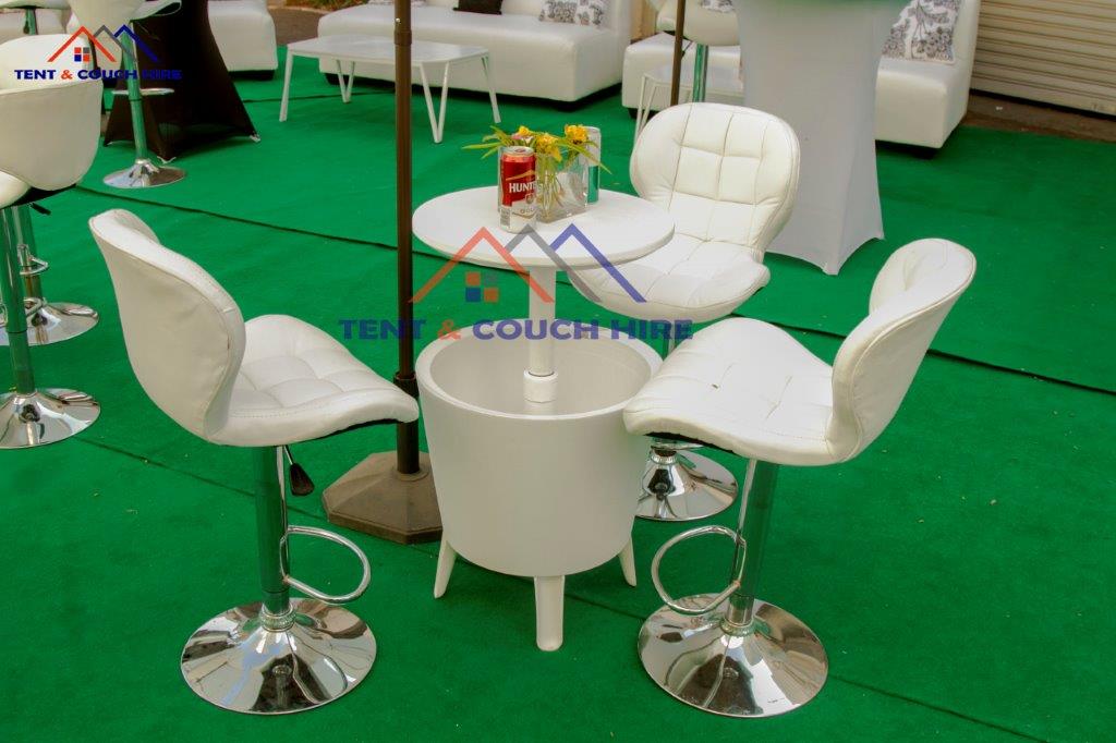 Low Cooler Cocktail Tables and Chairs